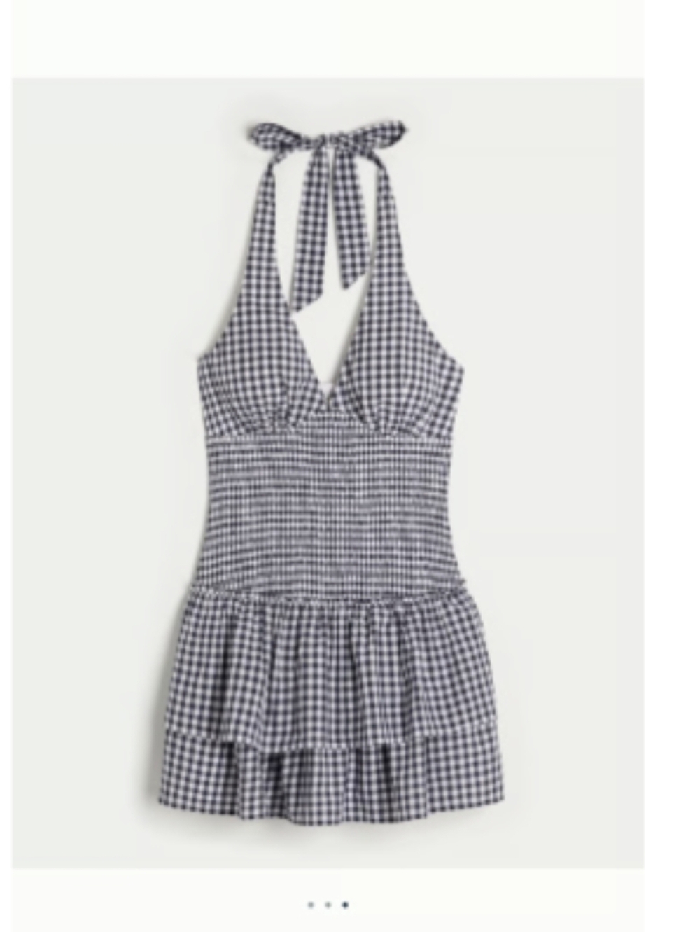 Hollister Navy  Blue and White Gingham Halter Mini Dress Skort Size Large